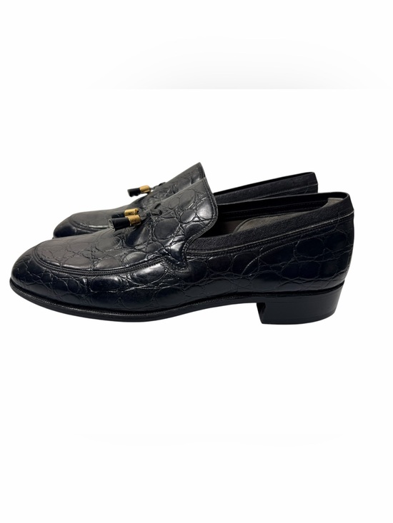 Vtg Nettleton Men’s Size 9.5  Black Alligator/Croc Gold Tassel USA Loafer Shoes main image 8